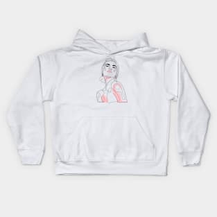 One line art female 1 Kids Hoodie